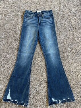 BKE Women’s Blue Distressed Flare Jeans